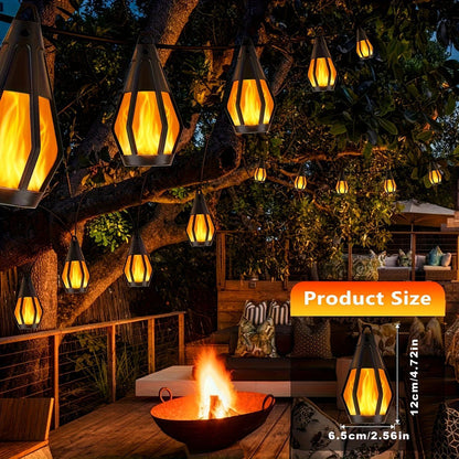 Solar Flickering Flame Hanging Lantern String Lights
