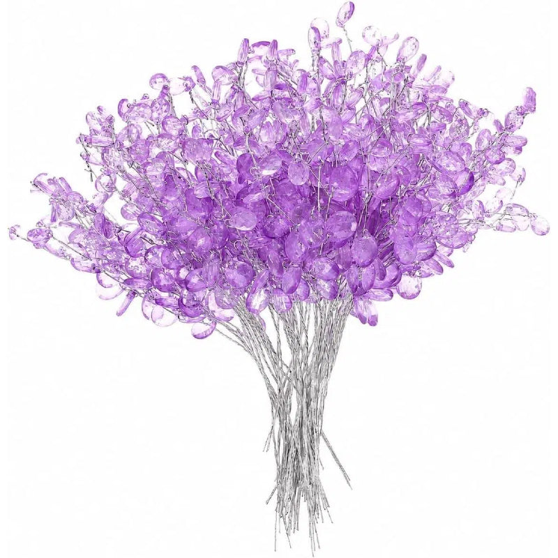 TYIIPLUS™ 50 Pcs Crystal Bead Floral Picks – Sparkling Decorative Stems for Bouquets & Home Decor