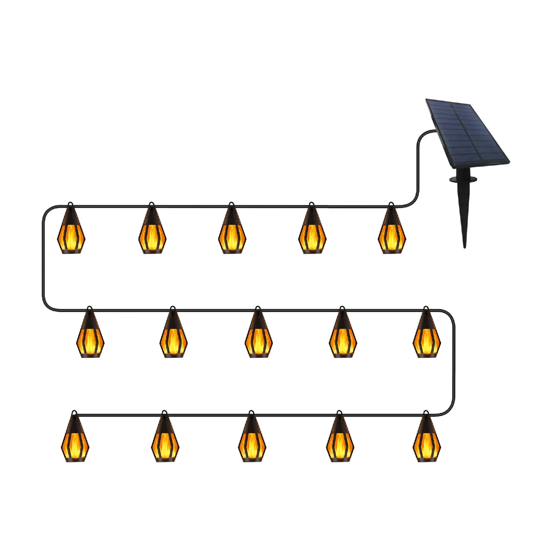 Solar Flickering Flame Hanging Lantern String Lights