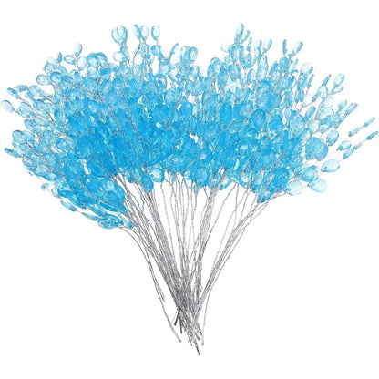 TYIIPLUS™ 50 Pcs Crystal Bead Floral Picks – Sparkling Decorative Stems for Bouquets & Home Decor