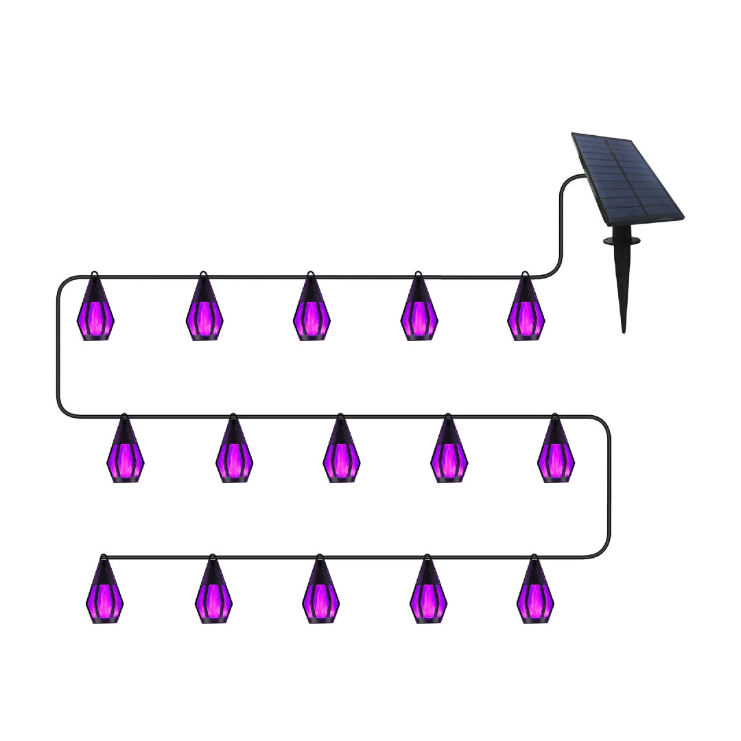 Solar Flickering Flame Hanging Lantern String Lights