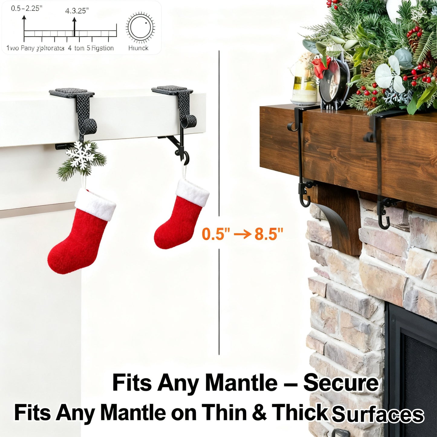 2-in-1 Garland and Fireplace Stocking Hanger