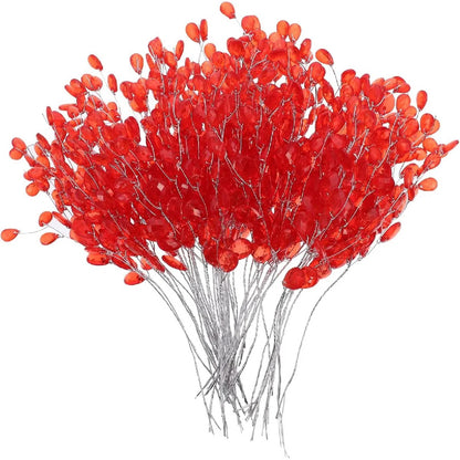 TYIIPLUS™ 50 Pcs Crystal Bead Floral Picks – Sparkling Decorative Stems for Bouquets & Home Decor
