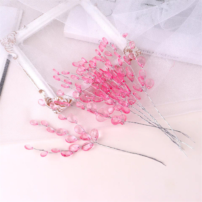 TYIIPLUS™ 50 Pcs Crystal Bead Floral Picks – Sparkling Decorative Stems for Bouquets & Home Decor