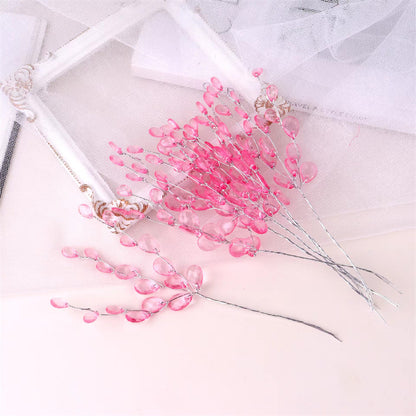 TYIIPLUS™ 50 Pcs Crystal Bead Floral Picks – Sparkling Decorative Stems for Bouquets & Home Decor