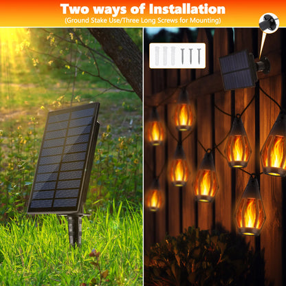 Solar Flickering Flame Hanging Lantern String Lights