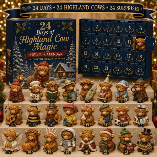 🐮 24 Days of Highland Cow Advent Calendar | 24 Unique Highland Cow Characters with Different Outfits, Hobbies & Personalities for a Cozy Christmas Countdown 🎄