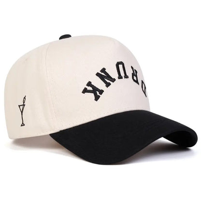 🍸DRUNK Letter Embroidered Patchwork Baseball Cap