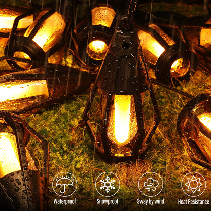 Solar Flickering Flame Hanging Lantern String Lights