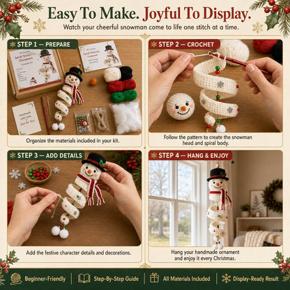 ☃️ Crochet Snowman Spiral Ornament DIY Kit