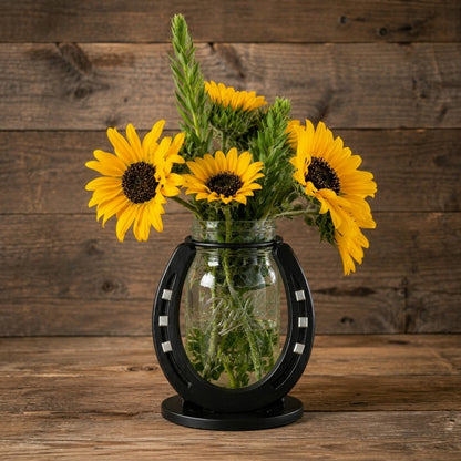 Horseshoe Flower Mason Jar Vase (jar not included)