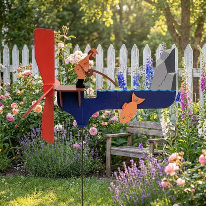 🎣 Fisherman Wind Spinner Garden Decor