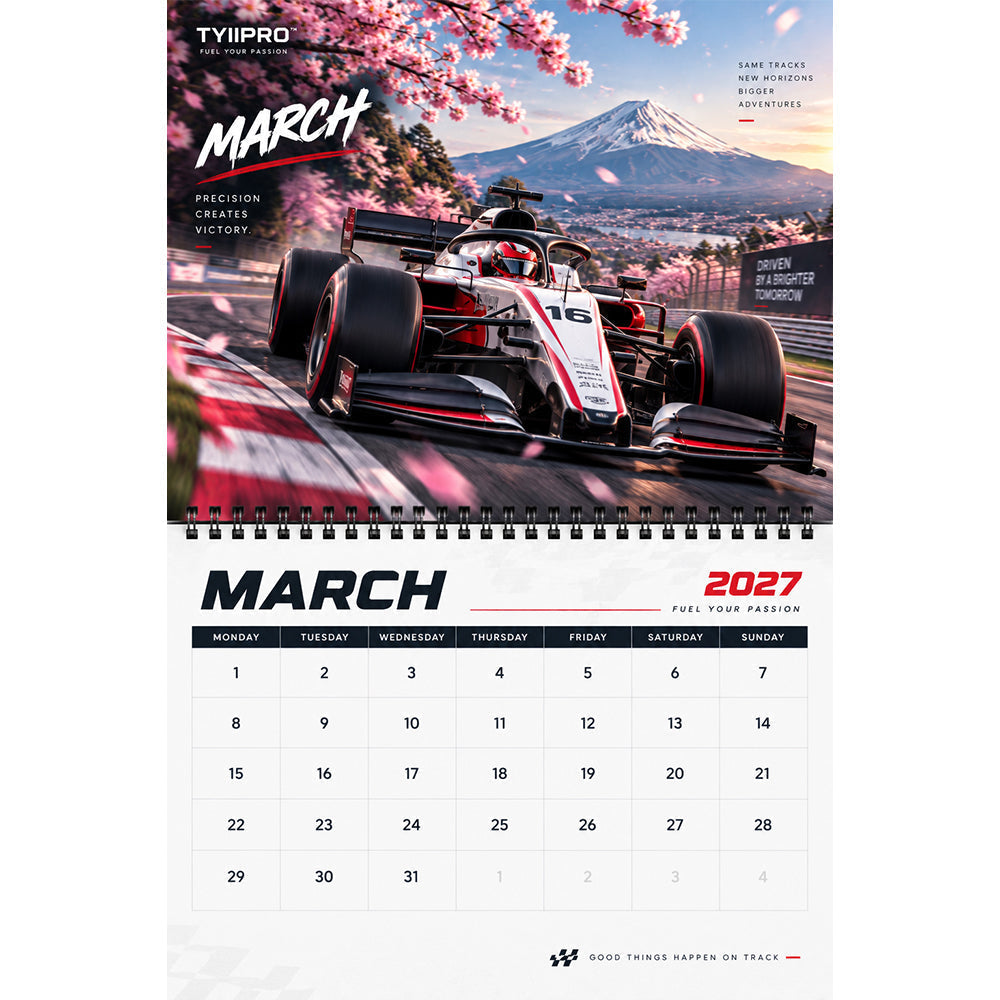 🏎️TYII™ 2027 Motorsport Racing Calendar – 12-Month Wall Calendar, 11 × 8.5 Inch Racing Car Calendar for Motorsport Fans