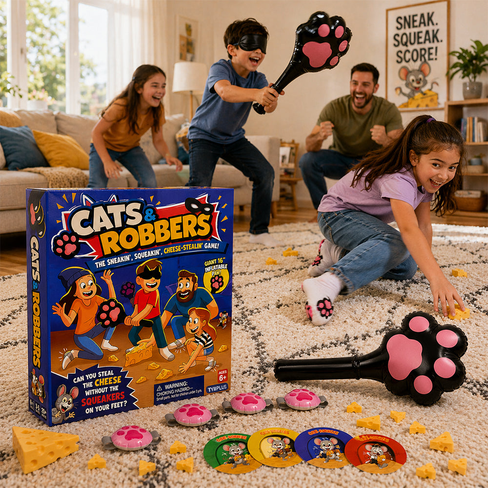 TYIIPLUS™ Cats & Robbers Family Party Game – Squeaky Sneaking Cheese-Stealing Game