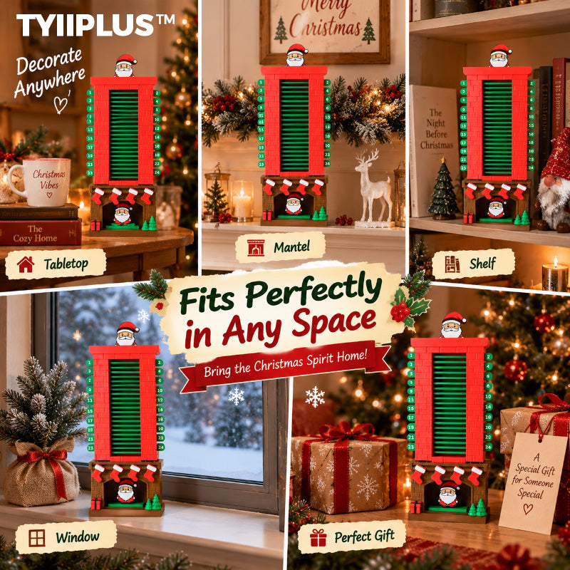 TYIIPLUS™ Santa Christmas Countdown Advent Calendar – 24-Day Interactive Fireplace Countdown Decoration