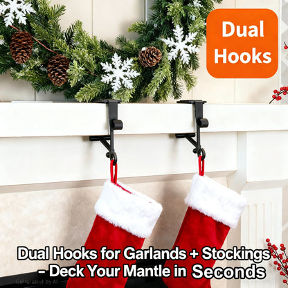 2-in-1 Garland and Fireplace Stocking Hanger