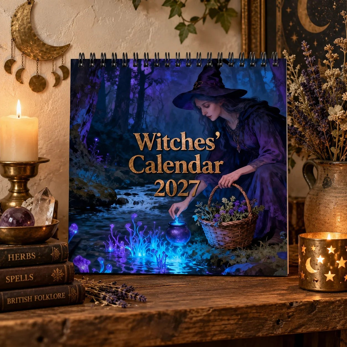 Witches’ Calendar 2027 Wall Calendar – 12-Month Mystical Witch Calendar, Enchanted Forest Hanging Wall Planner for Wicca, Witchcraft & Magic Lovers