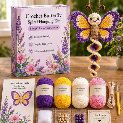 🧶🌿 Crochet Spiral Hanging Kit – Beginner-Friendly DIY Garden Animal Decor