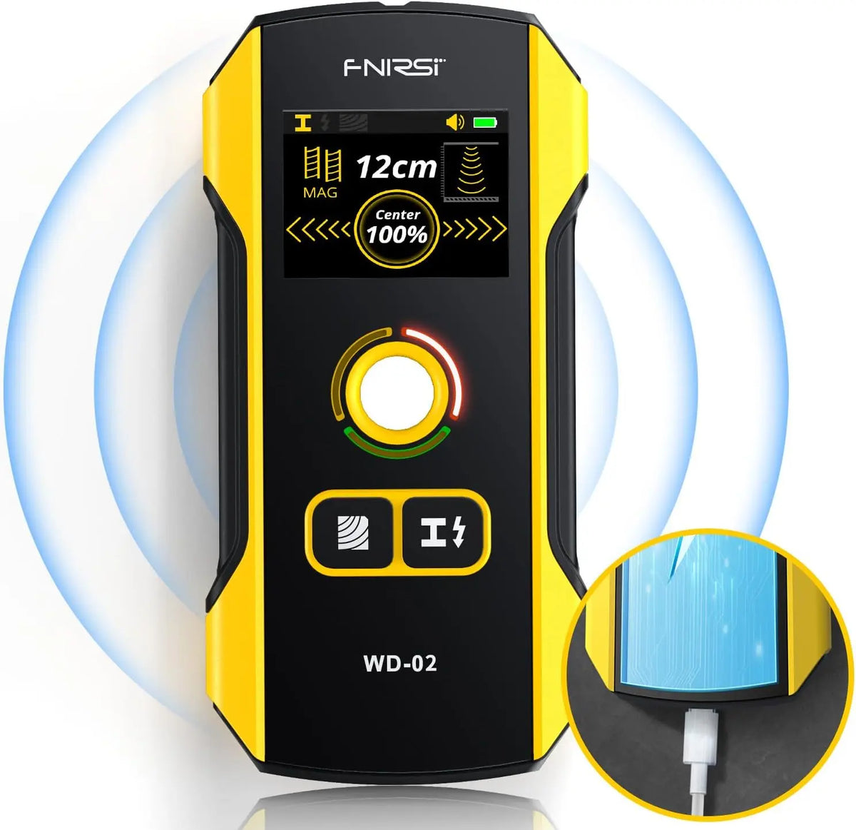 WD-02 6 in 1 Rechargeable Stud Finder Wall Scanner, TFT Display