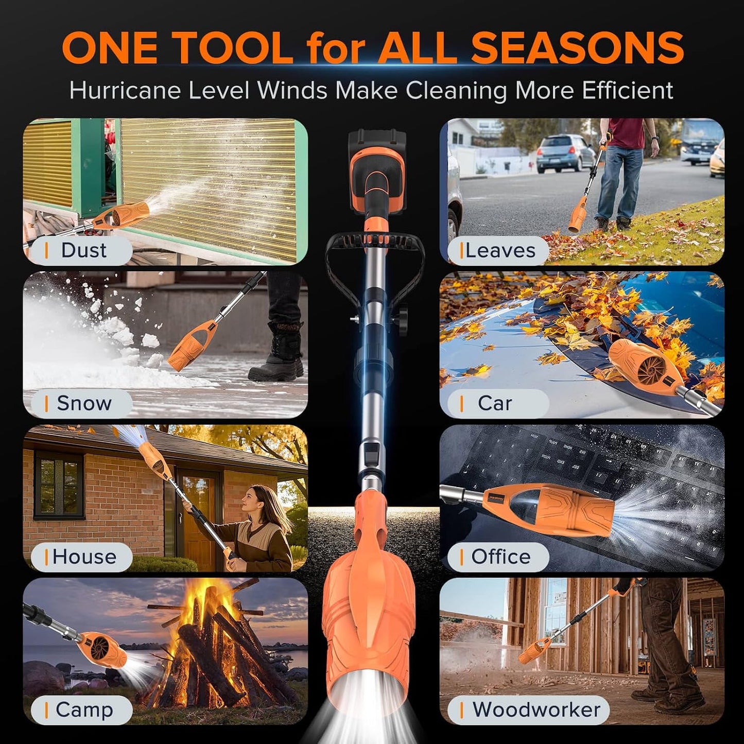 TYIIPLUS Handheld Cordless Leaf Blower with Adjustable & Foldable Pole