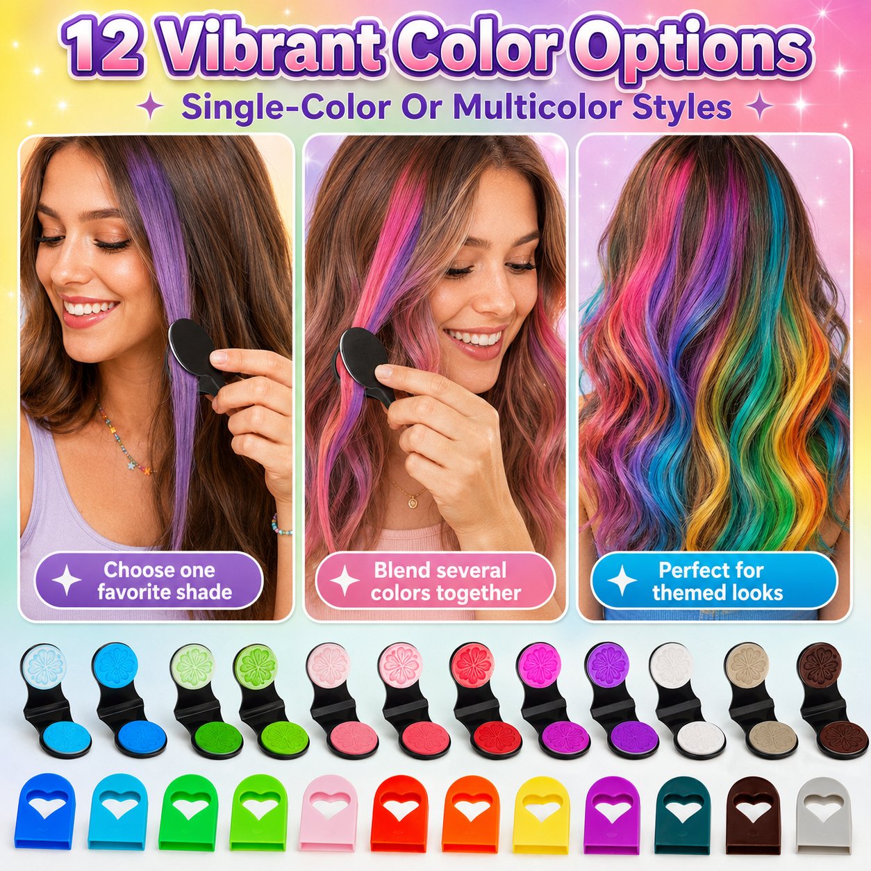 12-Color Temporary Hair Chalk Set