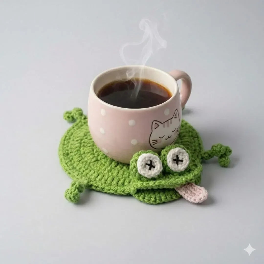 ☕Funny Lizard Crochet Coaster