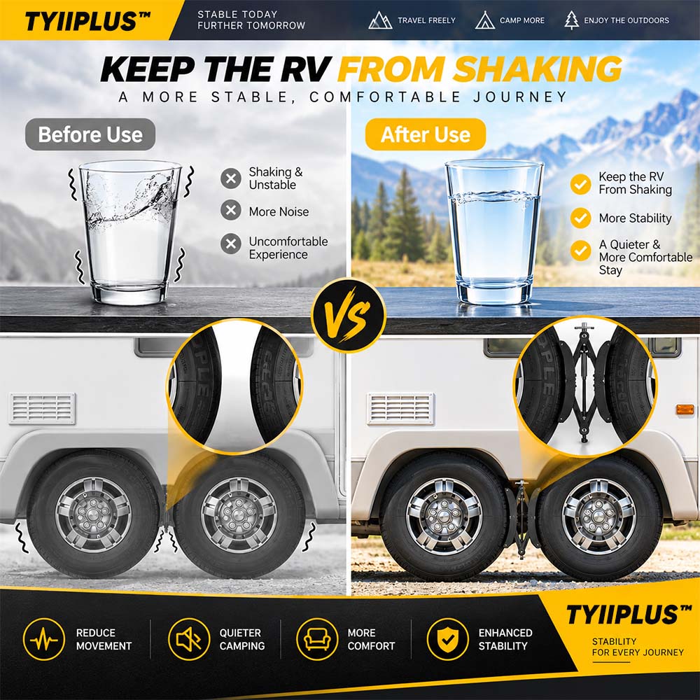 TYIIPLUS™ RV Tire Stabilizer – X-Shaped Dual Tire Chock for Travel Trailers, Motorhomes & Campers