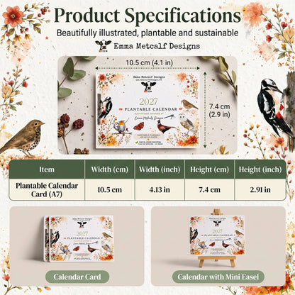 Plantable Wildflower Calendar 2027 – Seed Paper Desk Calendar
