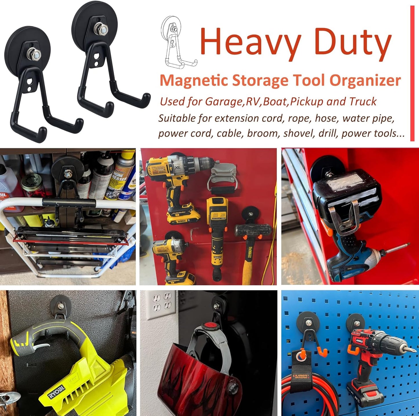 Heavy Duty Magnetic Garage Hooks