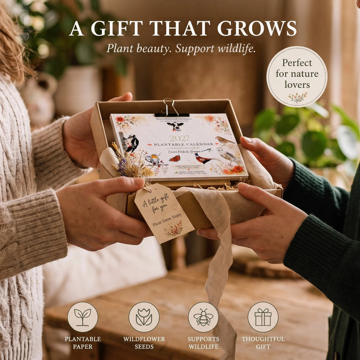 Plantable Wildflower Calendar 2027 – Seed Paper Desk Calendar