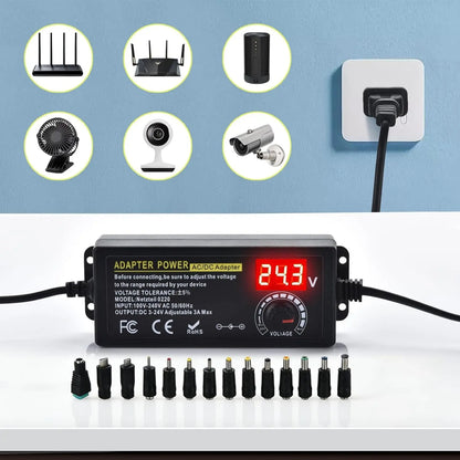 TYIIPLUS Adjustable Universal Power Supply Adapter with 14 Tips & Reverse Polarity Cable