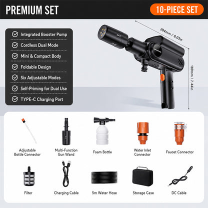 TYIIPLUS™ Portable Mini Cordless Car Pressure Washer Guns | Foldable & Dual Power Supply