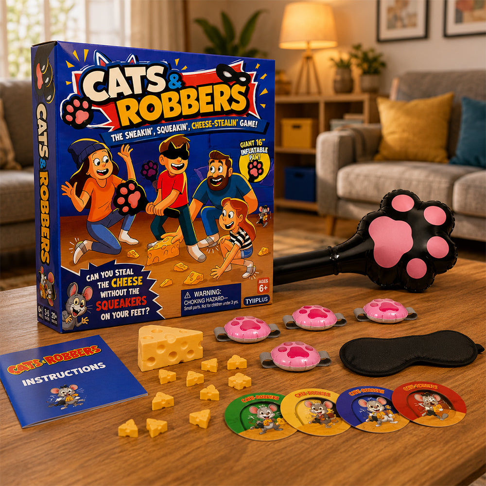 TYIIPLUS™ Cats & Robbers Family Party Game – Squeaky Sneaking Cheese-Stealing Game