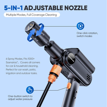 TYIIPLUS™ Portable Mini Cordless Car Pressure Washer Guns | Foldable & Dual Power Supply