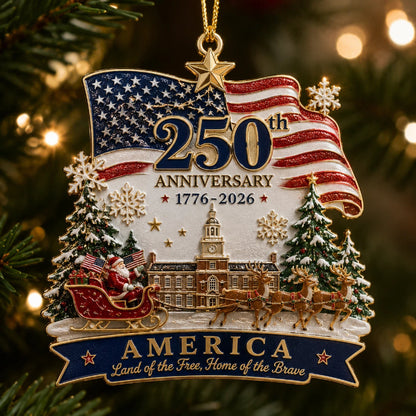 TYIIPLUS™ USA 250th Anniversary Christmas Ornament – 1776–2026 Patriotic Collectible Holiday Keepsake
