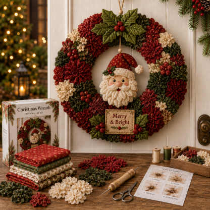 🎄 3D Fabric Poke Wreath DIY Kit