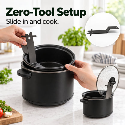 🍳Multifunctional Anti-Slip Cooker Lid Stand - Space-Saving Kitchen Counter Organizer