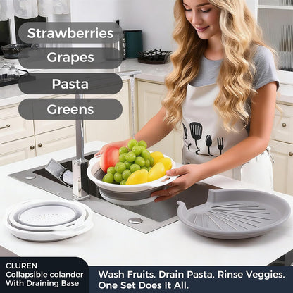 Collapsible Colanders with Self-Draining Base