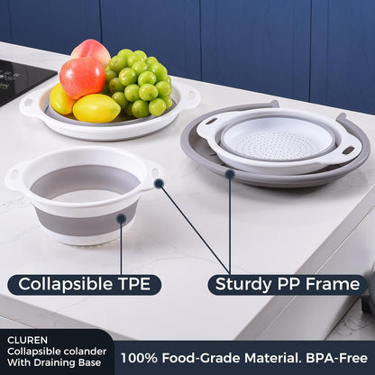 Collapsible Colanders with Self-Draining Base