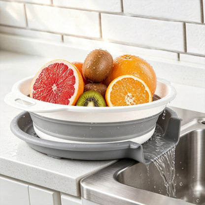 Collapsible Colanders with Self-Draining Base