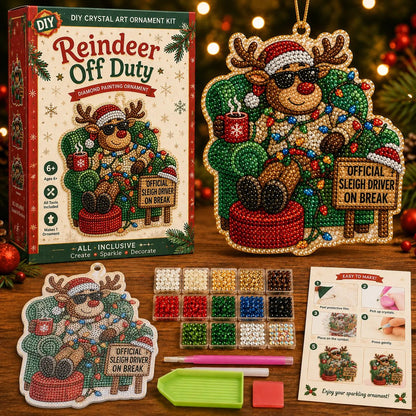 🎄 Beginner-Friendly Funny Christmas Pearl Diamond Art Ornament DIY Kit | Complete Set with Printed Base, Pearl & Crystal Pieces, Tools, Hanging Cord & Instructions Included 💕
