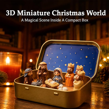 Pocket-Size Mini Nativity Scene Set with Storage Box