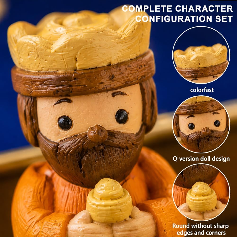 Pocket-Size Mini Nativity Scene Set with Storage Box