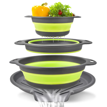 Collapsible Colanders with Self-Draining Base