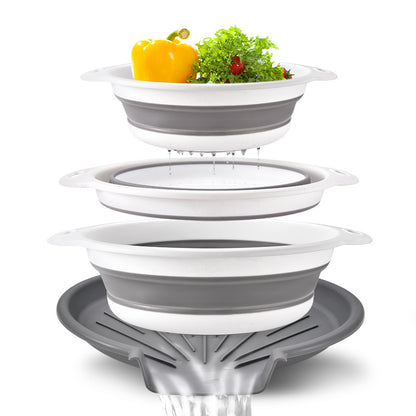 Collapsible Colanders with Self-Draining Base
