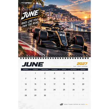 🏎️TYII™ 2027 Motorsport Racing Calendar – 12-Month Wall Calendar, 11 × 8.5 Inch Racing Car Calendar for Motorsport Fans
