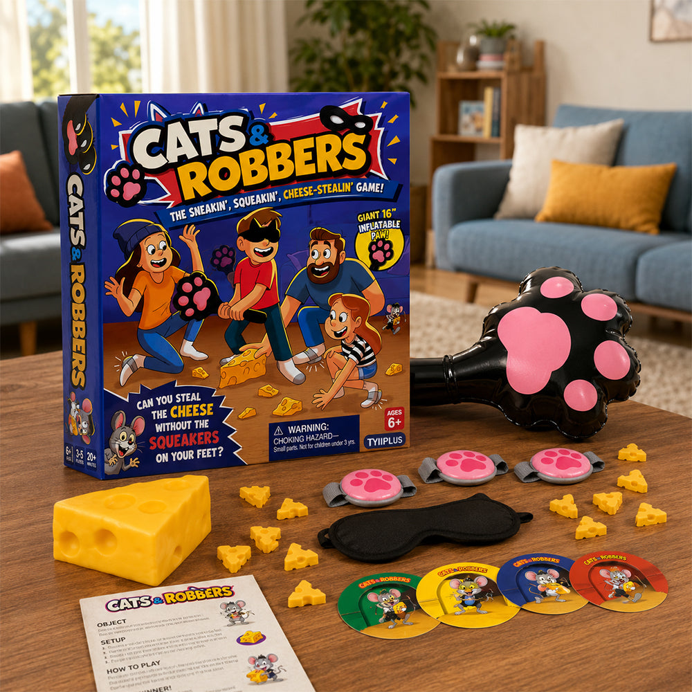 TYIIPLUS™ Cats & Robbers Family Party Game – Squeaky Sneaking Cheese-Stealing Game