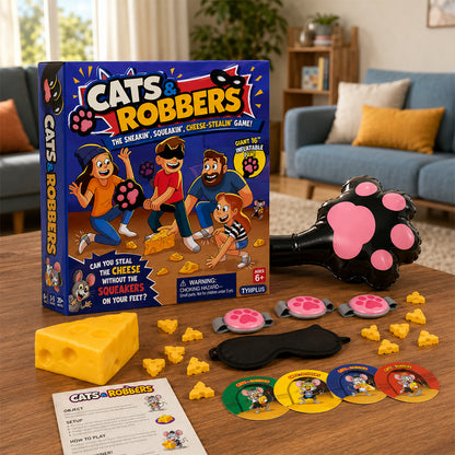 TYIIPLUS™ Cats & Robbers Family Party Game – Squeaky Sneaking Cheese-Stealing Game