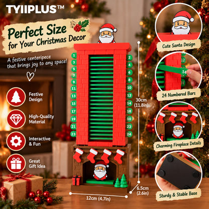 TYIIPLUS™ Santa Christmas Countdown Advent Calendar – 24-Day Interactive Fireplace Countdown Decoration