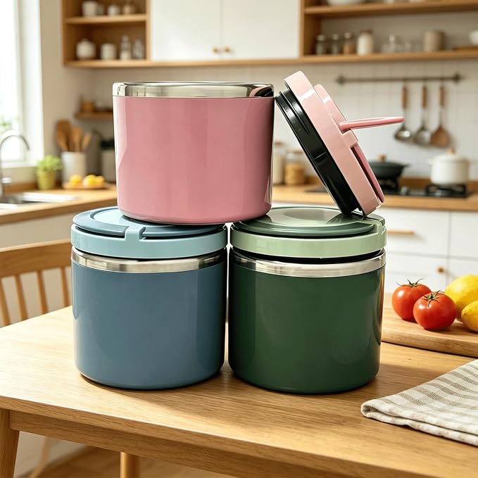 TYIIPLUS™ Stainless Steel Insulated Lunch Box with Handle – Leakproof Stackable Food Container for Office, School & Travel